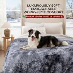 Luciphia Large Waterproof Dog Blanket for Pet Washable Liquid Proof Bed Intimacy Protection Shaggy Plush Calming Long Faux Fur Couch Cover Calming Cat Throw Blankets, Tie-dye Grey, 50" x 60"