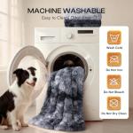 Luciphia Large Waterproof Dog Blanket for Pet Washable Liquid Proof Bed Intimacy Protection Shaggy Plush Calming Long Faux Fur Couch Cover Calming Cat Throw Blankets, Tie-dye Grey, 50" x 60"