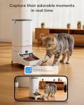 Automatic Cat Feeder with Camera - 7L/29 Cups Auto Dog Feeder with Large Food Tray & 1080P Night Vision, Elevated Bowl, 2-Way Audio, 10s Voice Recording, 5G WiFi Timed Cat Food Dispenser, 1-15 Meals