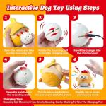 GUKCO Interactive Dog Toys, Squeaky Moving Ball Toy with Jumping & Music Modes, Rechargeable Plush Chew Toys for Small/Medium/Large Dogs to Keep Puppy Busy Pet Toys (Chick)
