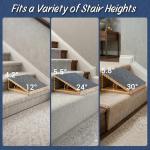 Dog Ramp for Stairs 2 Pack - Adjustable Wooden Stair Wedges for Small Dogs, Foldable Indoor Dog Stair Ramp with Triangular Support and Non-Slip Pads for Senior and Short-Legged Pets