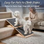 Dog Ramp for Stairs 2 Pack - Adjustable Wooden Stair Wedges for Small Dogs, Foldable Indoor Dog Stair Ramp with Triangular Support and Non-Slip Pads for Senior and Short-Legged Pets