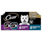 Cesar Filets in Gravy Adult Wet Dog Food Variety Pack, Filet Mignon and New York Strip Flavors, 3.5 oz. Easy Peel Trays, Variety Pack, 12 Count