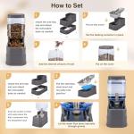 2 Pack Automatic Cat Feeder and Water Dispenser 1.3Gallon Dog Gravity Food Feeder and Water with Ice Pack Stainless Steel Dry Food and Waterer Bowl for Small Medium Large Pets (Grey)