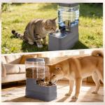 2 Pack Automatic Cat Feeder and Water Dispenser 1.3Gallon Dog Gravity Food Feeder and Water with Ice Pack Stainless Steel Dry Food and Waterer Bowl for Small Medium Large Pets (Grey)