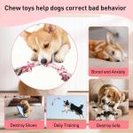 SZEE 2Pcs Dog Rope Toy for Small Breeds, 14 in 3 Knots Chew Rope Toys for Dogs, Pull Toy for Tug of War, Energy Release, Boredom Relief and Teeth Cleaning (Pink & Orange)