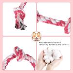SZEE 2Pcs Dog Rope Toy for Small Breeds, 14 in 3 Knots Chew Rope Toys for Dogs, Pull Toy for Tug of War, Energy Release, Boredom Relief and Teeth Cleaning (Pink & Orange)