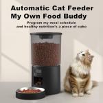 Amiaorican Automatic Cat Feeder 4.2L,6 Meals/Day,Dual Power Portion Control Feeder,Dry Pet Food Auto Dispenser,Timer Setting,10S Voice Record (Transparent Black, Stainless Steel Bowl)