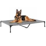 Veehoo Outdoor Elevated Dog Bed Large Sized Dogs, XL Cooling Raised Dog Cots Beds Training Platform Off Ground Hammock with Breathable Mesh, No-Slip Feet, 49"x33", Black Silver