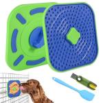 CyperGlory Interactive Licking Mat for Dog Crate,Feeder Pad, Boredom&Anxiety Relief, Peanut Butter & Yogurt Lick Plate, Safe Soft Treat Dog Training Gift with Silicone Spatula&Brush (Mixed 3 Pcs Pack)
