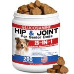 Glucosamine for Dogs Hip and Joint Supplement - 25-in-1 Hip and Joint Chews for Dog with MSM, Green Lipped, Turmeric, Yeast, Omegas, Vitamins| Mobility Support for All Ages & Sizes Dogs,200 ct