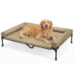 Veehoo Cooling Elevated Dog Bed Add Removable Waterproof Bolster Cushion Mat, Raised Pet Cot with Breathable Teslin Mesh, No-Slip Feet, Dog Couch Bed for Indoor Outdoor, 49x33inches, Beige, CWC2331B