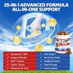 Glucosamine for Dogs Hip and Joint Supplement - 25-in-1 Hip and Joint Chews for Dog with MSM, Green Lipped, Turmeric, Yeast, Omegas, Vitamins| Mobility Support for All Ages & Sizes Dogs,200 ct