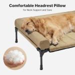 Veehoo Cooling Elevated Dog Bed Add Removable Waterproof Bolster Cushion Mat, Raised Pet Cot with Breathable Teslin Mesh, No-Slip Feet, Dog Couch Bed for Indoor Outdoor, 49x33inches, Beige, CWC2331B