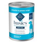 Blue Buffalo Basics Grain-Free Adult Wet Dog Food, Skin & Stomach Care, Limited Ingredient Diet, Whitefish Recipe, 12.5-oz. Can, 12 Count