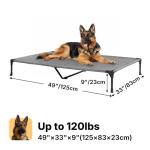 Veehoo Outdoor Elevated Dog Bed Large Sized Dogs, XL Cooling Raised Dog Cots Beds Training Platform Off Ground Hammock with Breathable Mesh, No-Slip Feet, 49"x33", Black Silver