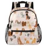 cfpolar Dogs Backpack for Kids, Cute Dogs Pink Lightweight Waterproof Toddler Backpacks for Boys Girls, Perfect for Preschool Nursery Kindergarten with Chest Strap for School Travel Sports