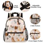 cfpolar Dogs Backpack for Kids, Cute Dogs Pink Lightweight Waterproof Toddler Backpacks for Boys Girls, Perfect for Preschool Nursery Kindergarten with Chest Strap for School Travel Sports
