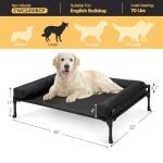 Veehoo Elevated Raised Dog Bed-Cooling Outdoor Dog Cot Bed for Large Sized Dogs Three-Sided Fence Raised Pet Cot with Mesh & No-Slip Feet Dog Hammock Bed with Removable Bolster-35 x 22" Black