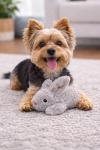 Multipet Small Rabbit Dog Toy w/Squeaker | Thumperz Dog Toy | Stuffed Bunny Toy for Dogs | Plush Squeaker Bunnies Dogs Toy | Small/Medium Breed | Gray | 6"
