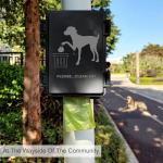 Dog Poop Bag Dispenser Wall Mounted Waterproof Outdoor Pet Waste Bags Dispenser Station with Cute Doggie Poo Images Post, Pole, Fence Mountable fits Home, Porch, Patio, Yard（black,only dispenser)