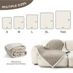 Bedsure Waterproof Dog Blankets for Large Dogs - Pet Blanket for Couch Protector Washable, Jacquard Coral Fleece Cat Throw Blanket, Soft Plush Reversible Furniture Protection, 40"x50", Pale Oak