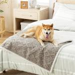 Bedsure Waterproof Dog Blankets for Large Dogs - Pet Blanket for Couch Protector Washable, Jacquard Coral Fleece Cat Throw Blanket, Soft Plush Reversible Furniture Protection, 40"x50", Pale Oak