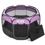 Portable Pet Playpen for Small Dogs & Cats, Foldable Puppy Safety Pen with Removable Zipper Top, Breathable Mesh Dog Delivery Room, Indoor Isolation Cage for Kittens/Rabbits (Purple, Small)