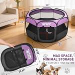 Portable Pet Playpen for Small Dogs & Cats, Foldable Puppy Safety Pen with Removable Zipper Top, Breathable Mesh Dog Delivery Room, Indoor Isolation Cage for Kittens/Rabbits (Purple, Small)