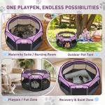 Portable Pet Playpen for Small Dogs & Cats, Foldable Puppy Safety Pen with Removable Zipper Top, Breathable Mesh Dog Delivery Room, Indoor Isolation Cage for Kittens/Rabbits (Purple, Small)
