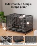HIWOKK 48 Inch Heavy Duty Indestructible Dog Crate Steel Escape Proof, Indoor Double Door High Anxiety Cage, Kennel with Wheels, Removable Tray, Extra Large XL XXL