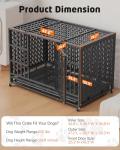 HIWOKK 48 Inch Heavy Duty Indestructible Dog Crate Steel Escape Proof, Indoor Double Door High Anxiety Cage, Kennel with Wheels, Removable Tray, Extra Large XL XXL