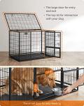 Feandrea 48 Inch Heavy Duty Dog Crate, Metal Escape Proof Dog Kennel with Double Doors and Convenient Feeding Door, Removable Tray, Easy to Clean, XXL Dog Crate for Large and Medium Dogs, Black