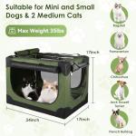 Crazydeer Soft Small Dog Crate - 24 inch Portable Travel Puppy Crate for Small Pets or 2 Cats, Collapsible Pet Carrier with 4 Mesh Doors, Car Kennel for Dogs with Handle for Indoor and Outdoor, Green