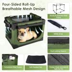 Crazydeer Soft Small Dog Crate - 24 inch Portable Travel Puppy Crate for Small Pets or 2 Cats, Collapsible Pet Carrier with 4 Mesh Doors, Car Kennel for Dogs with Handle for Indoor and Outdoor, Green