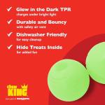 Chew King by Mammoth Set of 2 Glowing Fetch Ball, Durable Bouncy Interactive Toy for Pets & Dogs, Lightweight, 3 Inch, Fits Ball Launcher