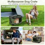 Crazydeer Soft Small Dog Crate - 24 inch Portable Travel Puppy Crate for Small Pets or 2 Cats, Collapsible Pet Carrier with 4 Mesh Doors, Car Kennel for Dogs with Handle for Indoor and Outdoor, Green