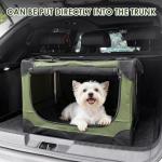 Crazydeer Soft Small Dog Crate - 24 inch Portable Travel Puppy Crate for Small Pets or 2 Cats, Collapsible Pet Carrier with 4 Mesh Doors, Car Kennel for Dogs with Handle for Indoor and Outdoor, Green