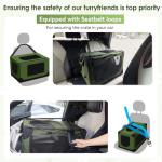 Crazydeer Soft Small Dog Crate - 24 inch Portable Travel Puppy Crate for Small Pets or 2 Cats, Collapsible Pet Carrier with 4 Mesh Doors, Car Kennel for Dogs with Handle for Indoor and Outdoor, Green