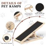Chuiendi Dog Ramp for Couch, Bed, Car, Adjustable Pet Ramps 6 Height from 18" to 23.6" Wooden Dog Step with High Traction Mat & Sturdy Build for Small Medium Older Pets, Supports up to 200lbs