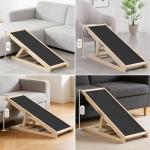 Chuiendi Dog Ramp for Couch, Bed, Car, Adjustable Pet Ramps 6 Height from 18" to 23.6" Wooden Dog Step with High Traction Mat & Sturdy Build for Small Medium Older Pets, Supports up to 200lbs
