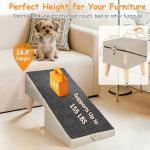 Casremee 2-in-1 Foldable Dog Ramp for Couch and Bed, 14.4" H Dog Ramps for Small Dogs and Cats, Wooden Pet Stairs with Non-Slip Mat & Side Pockets, Split Ottoman Pet Ramp Steps for Medium Dogs, Puppy