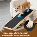 Dog Ramp for Couch, Adjustable Height from 18" to 23.6", Foldable Ramps for Pets to Get on Bed with Traction Rubber Mat, Wooden Portable Stairs for Small to Large Dogs