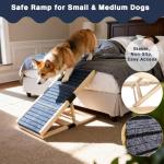 Adjustable Wooden Dog Ramp for Small & Medium Dogs, 27.6" Long x 11.8" Wide Portable Pet Ramp for Bed, Couch, Sofa & Car, Anti-Slip Carpet, Lightweight Foldable Indoor Outdoor Travel Dog Ramp