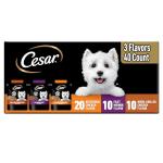 Cesar Filets in Gravy Wet Dog Food Rotisserie Chicken Flavor, Filet Mignon Flavor, and Wood-Grilled Chicken Variety Pack, Wet Food for Dogs, 1.76 oz. Mini-Pouches, 40 Count