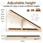 Dog Ramp for Couch, Adjustable Height from 18" to 23.6", Foldable Ramps for Pets to Get on Bed with Traction Rubber Mat, Wooden Portable Stairs for Small to Large Dogs