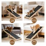 Dog Ramp for Couch, Adjustable Height from 18" to 23.6", Foldable Ramps for Pets to Get on Bed with Traction Rubber Mat, Wooden Portable Stairs for Small to Large Dogs