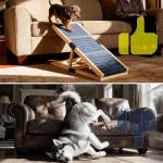 Adjustable Wooden Dog Ramp for Small & Medium Dogs, 27.6" Long x 11.8" Wide Portable Pet Ramp for Bed, Couch, Sofa & Car, Anti-Slip Carpet, Lightweight Foldable Indoor Outdoor Travel Dog Ramp