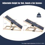 Adjustable Wooden Dog Ramp for Small & Medium Dogs, 27.6" Long x 11.8" Wide Portable Pet Ramp for Bed, Couch, Sofa & Car, Anti-Slip Carpet, Lightweight Foldable Indoor Outdoor Travel Dog Ramp