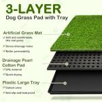 Dog Grass Pad with Tray, 34''X23'' Large Artificial Turf Grass Potty, Reusable Puppy Pee Pads for Dogs, Portable Dog Litter Box for Indoor/Outdoor Potty Training Toilet